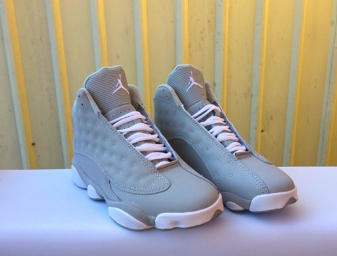 2017 Air Jordan 13 GS Wolf Grey White-Deadly Pink Shoes